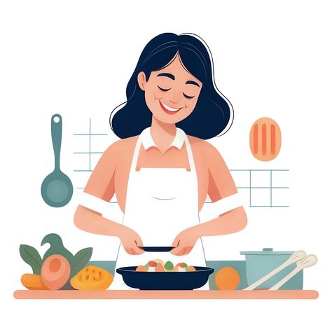 Woman Cooking Illustration, Cooking Cartoon, Cooking Illustration, Woman Cooking, Delicious Healthy Meals, Cartoon Chef, Planning Strategies, Food Cartoon, The Routine