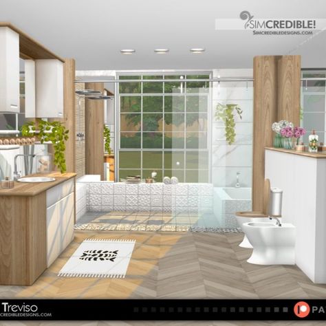 A Modern and colorful bathroom set for your sims! Sims 4 Modern Bathroom, Sims 4 Bathroom Tiles, Big Modern Bathroom, Cc Bathroom Sims 4, Sims 4 Cute Bathroom, Sims 4 Bathroom Cc Patreon, Sims 4 Bathroom Cc Maxis Match, Sims 4 Cc Furniture Patreon Bathroom, The Sims 4 Bathroom Cc