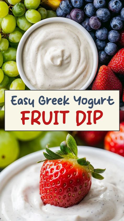 Looking for a healthy and delicious snack idea? Try this easy-to-make Greek yogurt fruit dip! Made with creamy Greek yogurt, it's the perfect pairing for fresh fruits like strawberries, apples, and bananas. This nutritious dip is not only tasty but also packed with protein and probiotics. It's great for satisfying your sweet cravings while staying on track with your health goals. Whip up a batch of this flavorful Greek yogurt fruit dip for your next gathering or as a wholesome treat for yourself Greek Yogurt Dip For Apples, Sweet Yogurt Dip, Low Calorie Apple Dip, Ww Fruit Dip, Greek Yogurt Dessert Dip, Low Cal Fruit Dip, Plain Greek Yogurt Recipes Snacks, Greek Yogurt Apple Dip, Fruit Dip With Yogurt