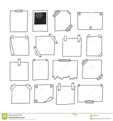 Illustration about Set of hand drawn paper notes. Notepapers and photo frame. Sketch papers for your messages. Vector illustration. Illustration of blank, note, education - 85084812 Frame Sketch Drawings, Frame Design Drawing, Photo Frame Drawing, Banners And Frames, Photo Frame Illustration, Bullet Journal Boxes, Frame Sketch, Notesbog Design, Ide Jurnal