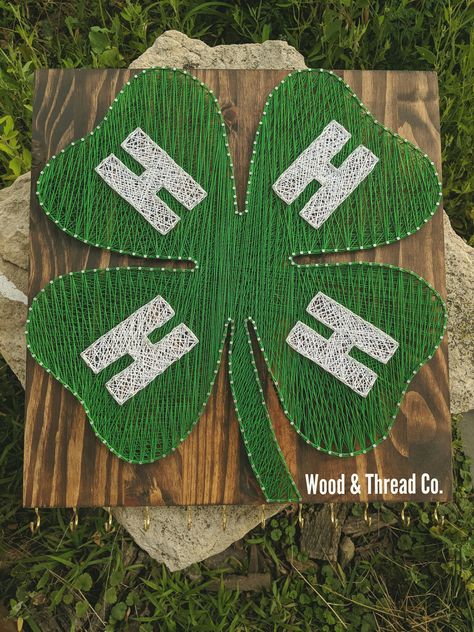 "This 4-H Clover is approximately 16\"x 16\", with 12 hooks for hanging those proudly won ribbons! If 4-H was an amazing opportunity for you or your child, this is the right piece for you to display all of the hard work and effort!" 4h Clover Projects, Crafts For County Fair, 4h Pin Display, Crafts For 4h Project Ideas, 4 H Photography Project Ideas, National 4-h Week Ideas, 4-h Gifts, 4h Photography Project Ideas, 4h Static Projects