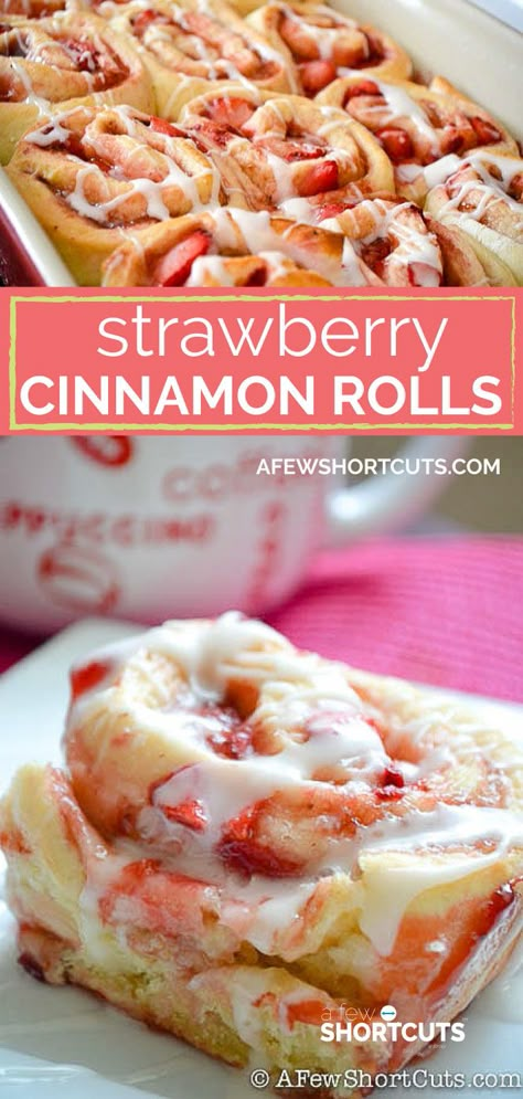 A twist on a classic favorite! This delicious Strawberry Cinnamon Rolls Recipe is a keeper! YUM! Baklava Recept, Cinnamon Roll Desserts, Strawberry Cinnamon Rolls, Flavored Waters, Oreo Desserts, Cinnamon Bun Recipe, Resepi Biskut, Bun Recipe, Cinnamon Rolls Recipe