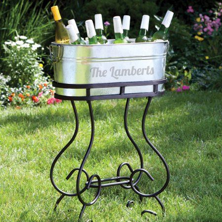 Drink Bucket Ideas, Shower Garden, Drink Bucket, Galvanized Tub, Gift Containers, Beverage Tub, Tub Ideas, Backyard Bar, Beverage Cooler