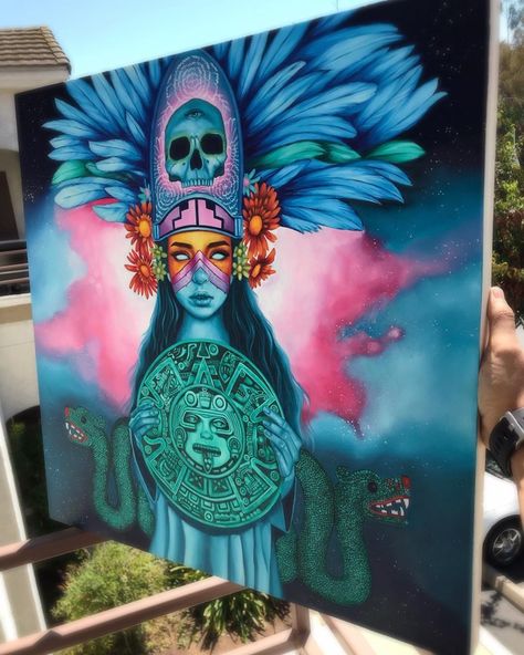 Aztec Shaman, Gabe Leonard, Tattoo Sketch Art, Escondido California, Vs Pink Wallpaper, Aztec Wallpaper, Pop Art Images, Pop Art Girl, Amazing Street Art