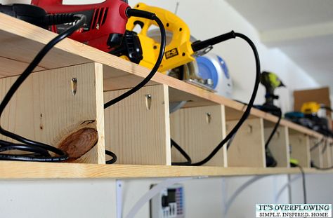 organizing power tools in the garage Garage Organization Tips, Garage Organizing, Organizing Tools, Power Tool Storage, Garage Storage Ideas, Shed Organization, Garage Organize, Woodworking Power Tools, Garage Shed