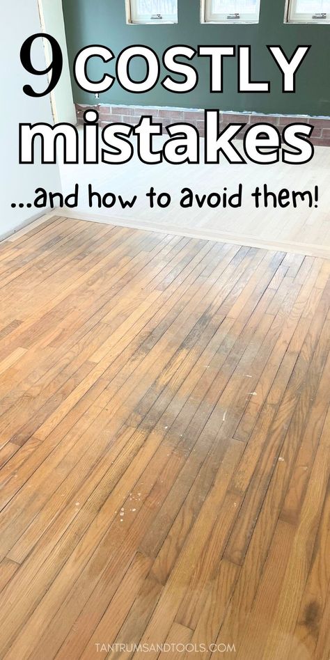 Want to try DIY refinishing hardwood floors, but don’t know where to start? This how to refinish old wood floors guide is for you! I’m sharing everything you need for saving those old rustic floors. I made all the farmhouse flooring mistakes when I sanded my old hardwood floors so you don't have to! SAVE this DIY old home renovation idea + discover the best refinished wood flooring before and after ideas that save time + money sanding wood flooring! Pine floors, Red Oak, Light Oak floor ideas! Polishing Wood Floors, Sanding Old Wood Floors, Wood Flooring Refinishing, How To Refinish Old Hardwood Floors, Resurfacing Hardwood Floors, Old Hardwood Floor Ideas, Refinish Hardwood Floors Dark To Light, Wood Floor Before And After, Refinish Pine Floors