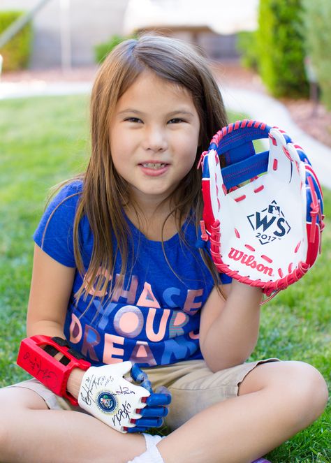 Hailey Dawson is already a veteran of tossing the ceremonial first pitch at the ripe old age of seven. She’s got two Major League games under her belt and.. Hailey Dawson, Baseball Dugout, Off Game, Mlb Teams, Baseball Fan, Old Age, Major League, Baseball Jerseys, World Series