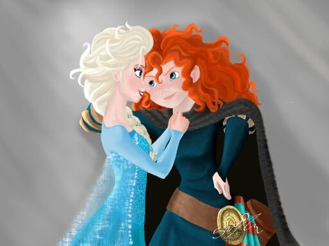 Merida and Elsa by Bekwo on deviantArt Disney Princess Real Life, Disney Princess Pocahontas, Disney Ships, Disney Version, All Disney Princesses, Disney Crossovers, Disney Fanatic, Fan Picture, Disney Couples