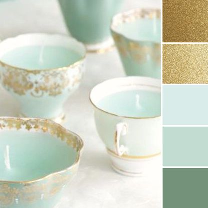 This gold & robin's egg blue color palette evokes grace with a hint of luxury. You certainly can't go wrong with this pretty color duo in blog design. Duck Egg Blue Colour, Trendy Kitchen Colors, Gold Color Combination, Gold Color Palettes, Blogger Design, Brand Color Palette, Blue Color Schemes, Blue Colour Palette, Color Palette Design