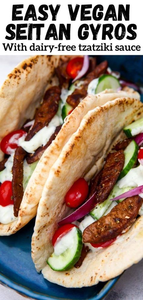 Vegan Gyros, Vegan Bento, Seitan Recipe, Homemade Seitan, Vegan Seitan, Wraps Recipes, Seitan Recipes, Veggies Recipes, Gyro Recipe