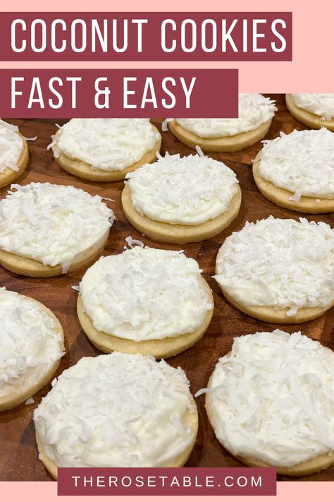 Coconut Cream Cookies Recipes, Coconut Cream Cookies, Coconut Cookies Recipes Easy, Coconut Christmas Cookies, Unusual Cookies, Shredded Coconut Recipes, Coconut Sugar Cookies, Christmas Cookie Plate, Cookies With Coconut