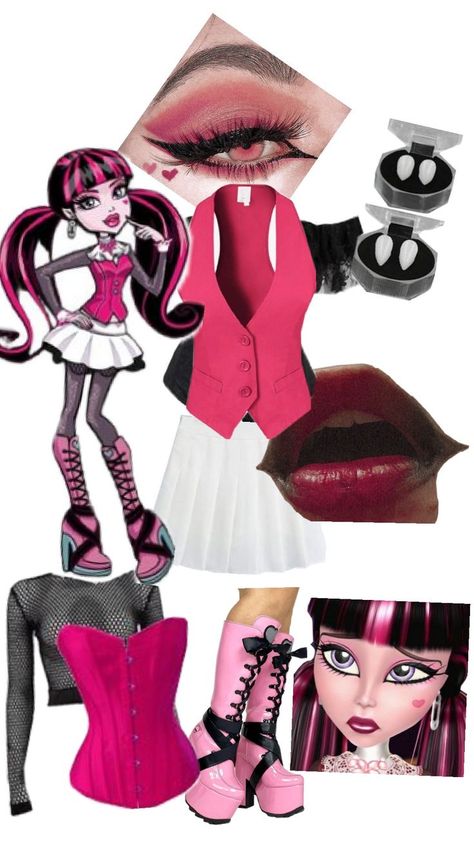 Draculaura Halloween Costume, Draculaura Halloween, Monster High Halloween Costumes, Monster High Makeup, Monster High Halloween, Dracula Costume, Monster High Cosplay, Monster High Costume, Classy Halloween Costumes