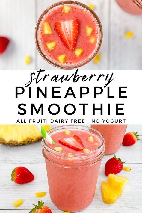 Frozen Fruit Smoothie Recipes, Strawberry Pineapple Smoothie, Smoothie Without Yogurt, Frozen Fruit Smoothie, Fruit Smoothie Recipes Healthy, Smoothie Recipes Healthy Breakfast, Smoothie Drink Recipes, Pineapple Smoothie, Easy Smoothie Recipes