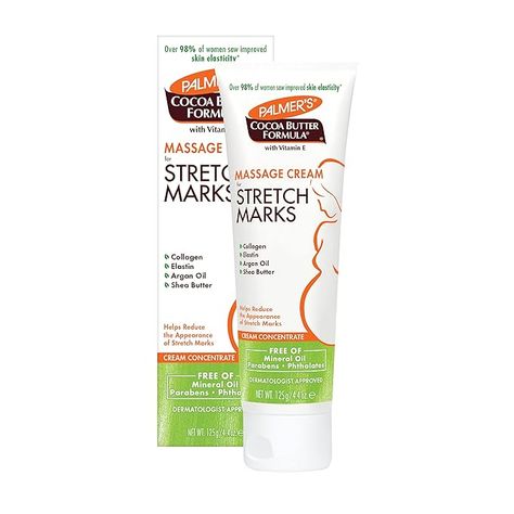 Massage Cream For Stretch Marks: This cocoa butter stretch mark cream helps visibly improve your skin elasticity and reduce the appearance of stretch marks due to pregnancy or other fluctuations in weight Homemade Stretch Mark Cream, Stretches Marks, Best Stretch Mark Cream, Maternity Skin Care, Stretch Mark Prevention, Stretch Mark Cream Pregnancy, Palmer's Cocoa Butter, Massage Cream, Stretch Mark Remedies