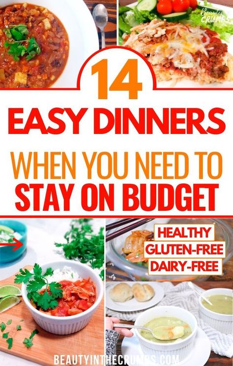 Simple Dairy Free Dinner, Dinners On A Budget, Healthy Hearty Meals, Cheap Family Meals, Gluten Free Meal Plan, Healthy Budget, Dairy Free Dinner, Cheap Easy Meals, Grocery Budget