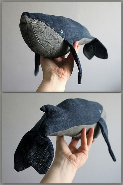 Denim Whale, Artisanats Denim, Costura Diy, Jean Crafts, Recycle Jeans, Denim Crafts, Diy Recycle, Denim Diy, Old Jeans