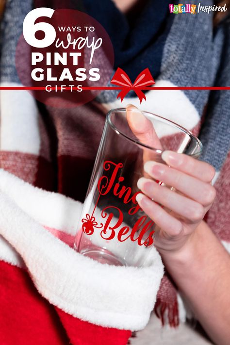 Custom #beerglasses aren't easy to wrap when you're giving away just one to each of your coworkers or family members. Skip the hassle of finding the right box and wrestling with wrapping paper. ⁠ ⁠ Find out how to wrap these personalized #pintglasses with fun and festive accents!⁠ ⁠ #totallyblog #totallyinspired #pintglass #pintglassgift #pintglassgifts #pintglassfavor #pintglassfavors #beerglass #giftidea #giftideas How To Wrap Glasses As A Gift, Wrap Glasses, Custom Beer Glasses, Paper Wrap, How To Wrap, Beer Custom, Glass Gifts, Beer Glass, Pint Glass