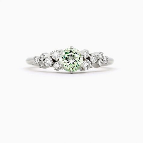 Beryl Engagement Ring, Beryl Ring, Engagement Ring Cluster, Filigree Wedding Ring, Pink Engagement, Pink Engagement Ring, Green Sapphire Engagement Ring, Solitaire Engagement Rings, Blue Diamond Ring