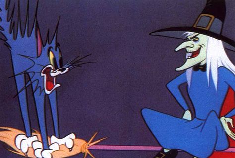 "Flying Sorceress" Tom and Jerry and witch Tom And Jerry Halloween, Old Tom And Jerry, Jerry Meme, Witch Cartoon, Jerry Images, Tom And Jerry Memes, Tom And Jerry Pictures, Jerry Cartoon, Right In The Childhood