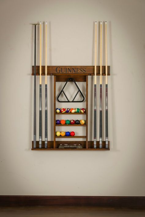 Guinness Pool Table Wall Cue Rack Billiards Room Decor, Billiards Bar, Snooker Room, Pool Table Accessories, Pool Table Room, Cue Rack, Game Room Basement, Table Room, Billiard Accessories