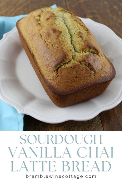 This sourdough vanilla chai latte bread recipe uses sourdough starter discard and vanilla chai tea for a delicious loaf of sweet bread. Vanilla Chai Latte, Sourdough Ideas, Sourdough Starter Discard, Breakfast Loaf, Vanilla Chai Tea, Tea Loaf, Easy Sourdough, Homemade Sourdough Bread, Homemade Sourdough