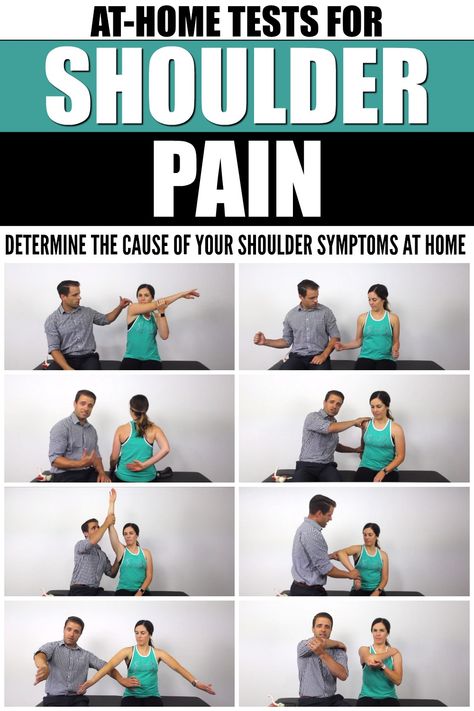 Evaluate your shoulder pain at home! 12 great tests you can do yourself to assess the cause of your shoulder symptoms. Shoulder Pain Remedies, Frozen Shoulder Exercises, Shoulder Rehab Exercises, Rotator Cuff Exercises, Shoulder Pain Exercises, K Tape, Shoulder Rehab, Sore Shoulder, Shoulder Impingement