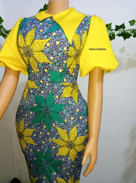 Ankara Collar Dress, Ankara Dresses With Collar, Ankara Dress Designs, African Fabric Dress, African Wear Styles For Men, Long African Dresses, Ankara Dress Styles, Dress With Collar, Short African Dresses