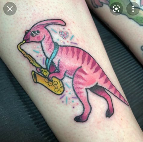 Parasaurolophus Tattoo, Strange Tattoos, Sculpting Projects, Dino Dino, Dinosaur Tattoos, Graffiti Logo, Black Lion, Weird Tattoos, Call Art