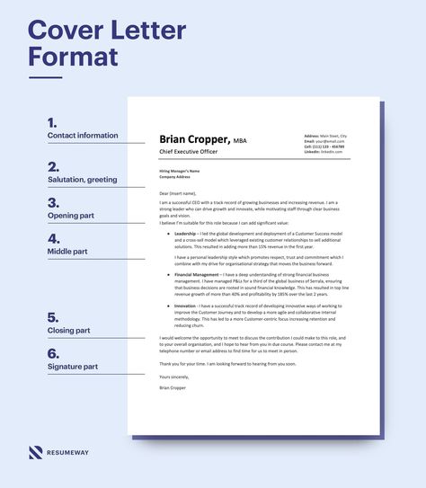 Cover Letter Format: A Step by Step Guide for 2022 | Resumeway Email Cover Letter, Perfect Cover Letter, Writing Conclusions, Job Letter, Cover Letter Format, Cover Letter Tips, Expository Essay, School Essay, Acceptance Letter