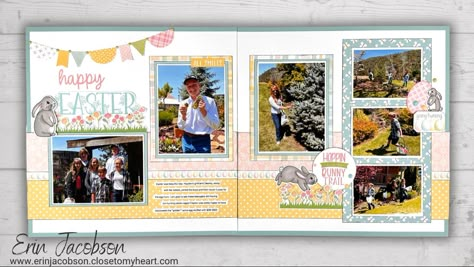 Easter is the perfect occasion to use those pretty pastel colors and the adorable little bunnies in the Honey Bunny collection from Close to My Heart!  I have used these papers to document some of my Easter memories, but they would be so good for spring time and baby layouts too.   You can head on over to my YouTube channel to watch this video and learn all sorts of Scrapbooking Tips throughout the video.  #scrapbooking #scrapbooklayout Scrapbook Design Layout, Baby Layouts, Photo Album Layout, Scrapbook Videos, Summer Scrapbook, Honey Bunny, Scrapbook Page Layouts, Scrapbook Layout, Pretty Pastel