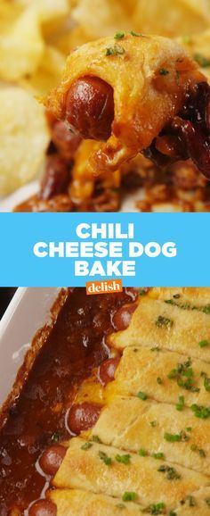 This Is The PERFECT Casserole For A Crowd Casserole For A Crowd, Chili Cheese Dog Bake, Chili Dog Casserole, Chili Cheese Dog Casserole, Chili Cheese Dogs, Cheese Dog, Baked Dinner, Chili Dogs, Crescent Roll Recipes