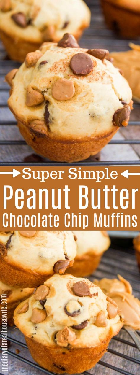 Peanut Butter Chip Muffins, Banana Peanut Butter Chip Muffins, Muffins Chocolate Chip, Peanut Butter Chocolate Chip Muffins, Muffins Chocolate, Muffins Breakfast, Peanut Butter Muffins, Breakfast Muffin, Muffin Bread