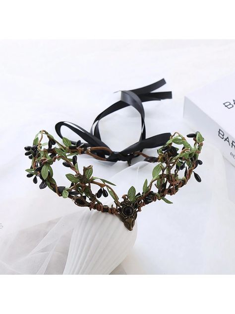 Boho 1pc Handmade Adjustable Black Gothic Bridal Crown Headband Hair Accessory HalloweenI discovered amazing products on SHEIN.com, come check them out! Accessories For Bridesmaids, Bridesmaids Floral, Bridesmaid Headpiece, Headband Vintage, Halloween Accessories Hair, Bridal Headwear, Floral Crowns, Bridal Wedding Hair, Queen Costume