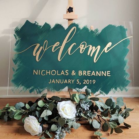 Plexiglass Sign, Welcome Sign Diy, Wedding Budget Breakdown, Wedding Table Signs, Wedding Ceremony Ideas, Ceremony Sign, Wedding Planning Decor, Trendy Wedding Invitations, Dream Destination Wedding