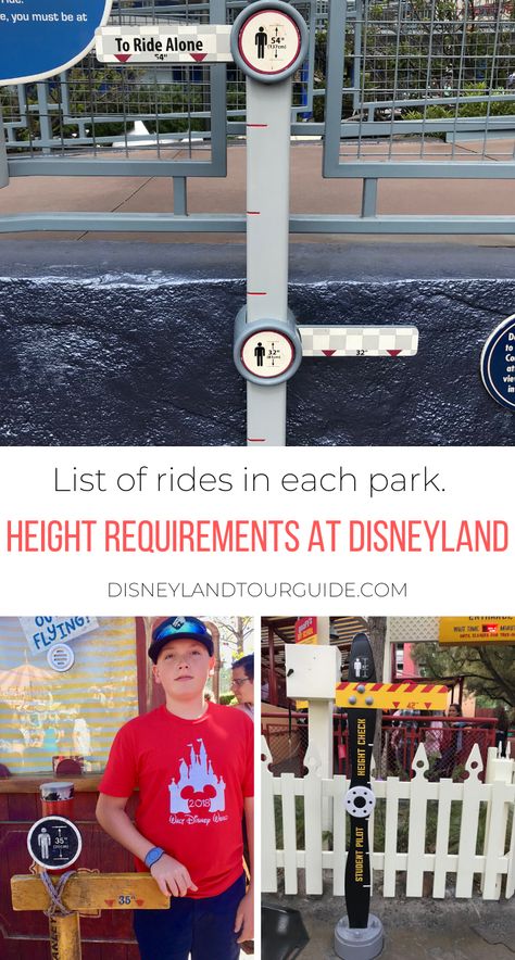 Height requirements for rides at Disneyland and DCA - Disneyland Resort tips and more Disneyland Height Requirements, Disney Vacation Surprise, Disneyland Guide, Universal Hollywood, Height Ruler, Disneyland Rides, Disneyland Planning, Student Pilot, Radiator Springs