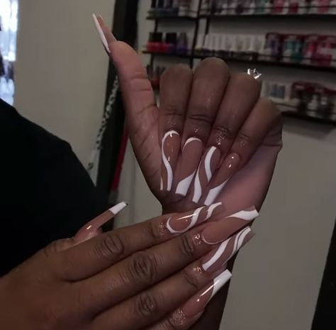 Marble French Nails, Neutral Nails Acrylic, Nails Marble, Red Acrylic Nails, Long Acrylic Nail Designs, Diy Acrylic Nails, Nails Salon, Short Square Acrylic Nails, Long Acrylic Nails Coffin