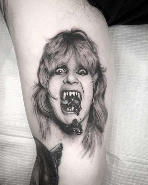 Tattoo Ozzy Osbourne portrait made by Nathan Kostechko Ozzy Osbourne Portrait, Dark Portrait Tattoo, Ozzy Drawing, Ozzy Tattoo Ideas, Ozzy Osbourne Tattoo Ideas, Ozzy Osbourne Drawing, Ozzy Bat, Ozzy Osbourne Tattoo, Ozzy Osbourne Bat