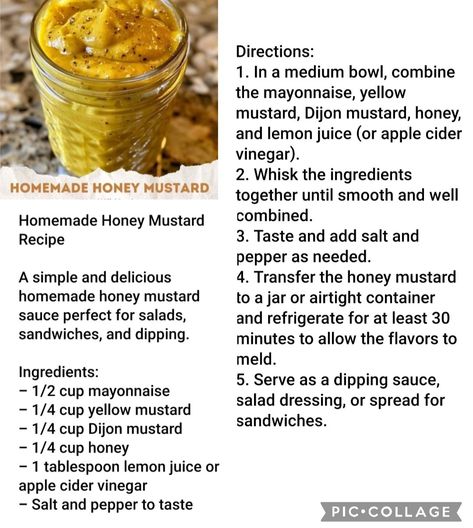 Homemade honey mustard Homemade Mustard Recipe For Canning, Subway Honey Mustard Recipe, Home Made Honey Mustard, Homemade Spicy Mustard, Hot Mustard Recipe, Diy Mustard, Homemade Dry Onion Soup Mix Recipe, Copycat Kens Honey Mustard, Mustard Slaw