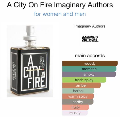 A City On Fire Perfume, Imaginary Authors Fragrance, Smell Combos, Imaginary Authors, Guy Montag, City On Fire, Fragrances Perfume Woman, Shower Skin Care, Aromatic Herbs