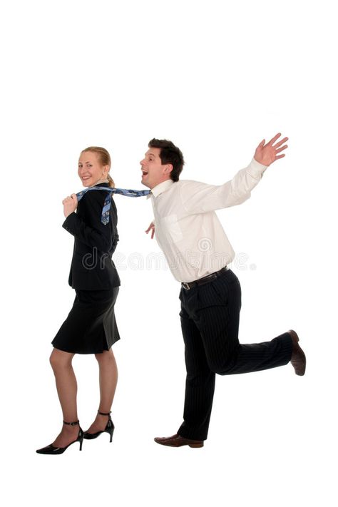 Businesswoman pulling a businessman's tie. Over white background , #ad, #businessman, #pulling, #Businesswoman, #background, #white #ad Pulling Necktie Pose, Pulling Tie Pose Reference, Pulling Collar Reference, Pulling On Tie Pose, Man Bowing To Woman Drawing, Pulling Up Pants Reference, Man Slapping Woman Drawing, Man Holding Woman In Arms, Woman Pulling Man By Tie