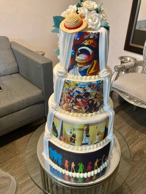 One Piece Anime Wedding Ideas, One Piece Wedding Cake, One Piece Wedding Anime Theme, One Piece Themed Wedding, One Piece Wedding Anime, One Piece Cake Anime, Anime Wedding Ideas, One Piece Anime Cake, One Piece Cake