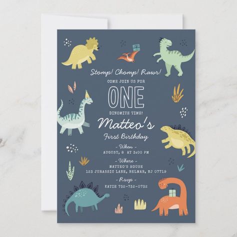 Dinosaur Second Birthday Party, Dinosaur Second Birthday, Cute Dinosaur Birthday, Dinosaur Birthday Theme, Dinosaur Invitation, Dinosaur Birthday Party Invitations, 2nd Birthday Party For Boys, Dinosaur Birthday Party Decorations, Second Birthday Party