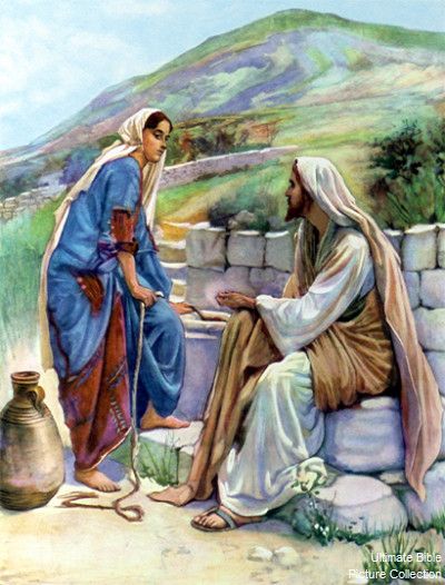 Woman at the Well pictures | Lent 3 A Sermon: Jesus and the Woman at the Well Woman At The Well, Road To Emmaus, Jesus Heals, Bible Characters, Bible Pictures, Christian Pictures, Biblical Art, Jesus Lives, Jesus Art