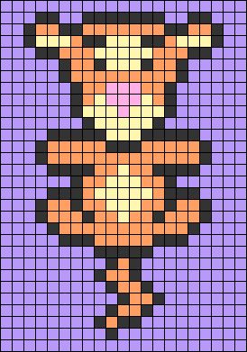 Alpha pattern #67615 | BraceletBook Tigger Perler Beads, Eeyore Pixel Art, Tiger Pixel Art, Tapestry Grid, Disney Pixel Art, Mini Pixel Art, Pixel Art Disney, Pixel Art Mini, Tigger Disney