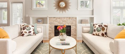 A little sunshine in the living room Unity In Interior Design, Harmony In Interior Design, Harmony Interior Design, Interior Design Spaces, Good Living Room Colors, Transitional Family Room, Leather Interior Design, Interior Design Principles, Harmony House