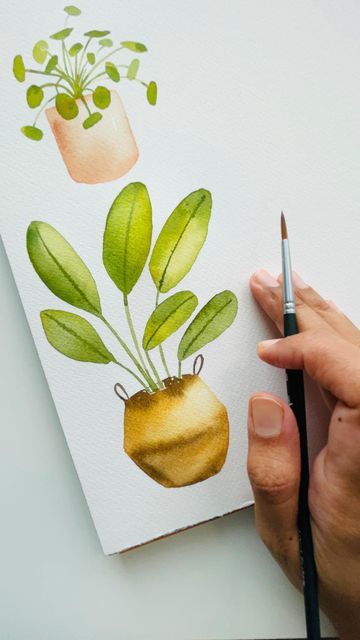 Skillshare Classes, Plant Pot Decoration, Watercolor Ideas, Sketchbook Art, Creative Painting, Watercolor Leaves, Painted Leaves, Watercolour Tutorials, Sketchbook Art Inspiration