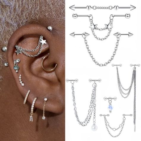 Just found this amazing item on AliExpress. Check it out! $2.16 | 1pc Simple Industrial Piercing Chain Earrings for Women Ins Fashion Star Cartilage Helix Barbell Surgical Steel Jewelry Gifts Chain Industrial Piercing, Industrial Piercing Chain, Piercing Chain, Industrial Piercing Jewelry, Cool Ear Piercings, Red Acrylic Nails, Industrial Piercing, Fashion Star, Ideal Body