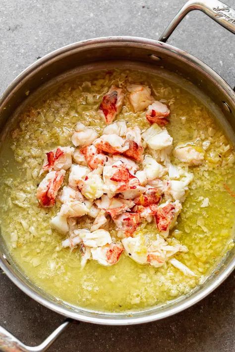 Lobster Scampi with Linguine - Cooking for Keeps Lobster Scampi Recipe, Lobster Scampi, Cook Lobster Tails, Cook Lobster, Seafood Soups, Spiny Lobster, Lobster Dishes, Scampi Recipe, How To Cook Lobster