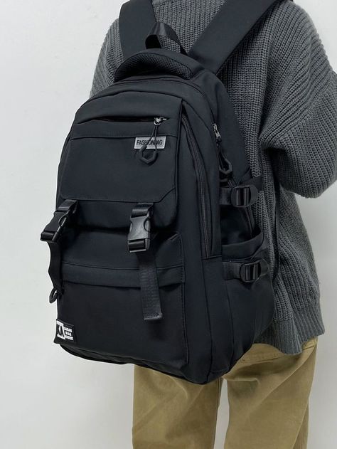 Backpack Aesthetic Men, Backpack Outfit Men, Satchel Bags For School, Korean Backpack, Cool Backpacks For Men, Black Side Bag, Big Backpack, Backpack Inspiration, Mens Outdoor Fashion