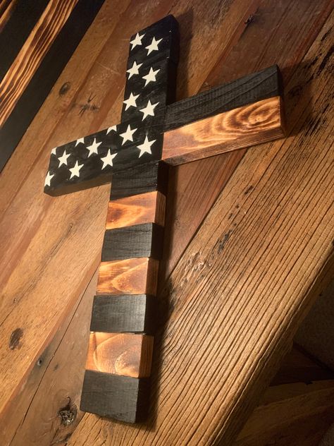 Wooden American flag cross 19.5 in by 14 in Easy Beginner Wood Projects, Things To Make Out Of 2x4 Wood, Wood Working Projects Small, Wood Selling Ideas, Cool 4h Projects, Wood Projects For Christmas Gifts, Diy Small Furniture Ideas, Small Carpentry Projects, Craft Fair Wood Projects